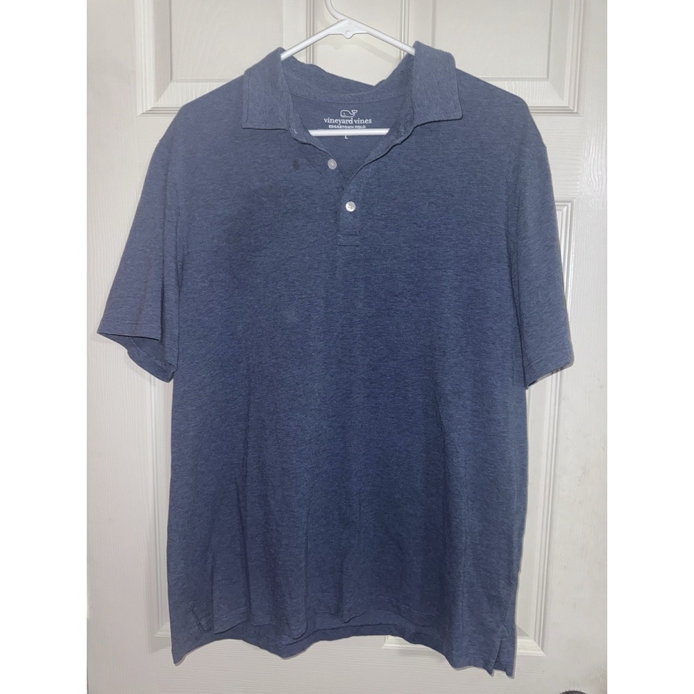 Vineyard Vines Edgartown Mens L Striped Navy Performance Stretch Polo SS